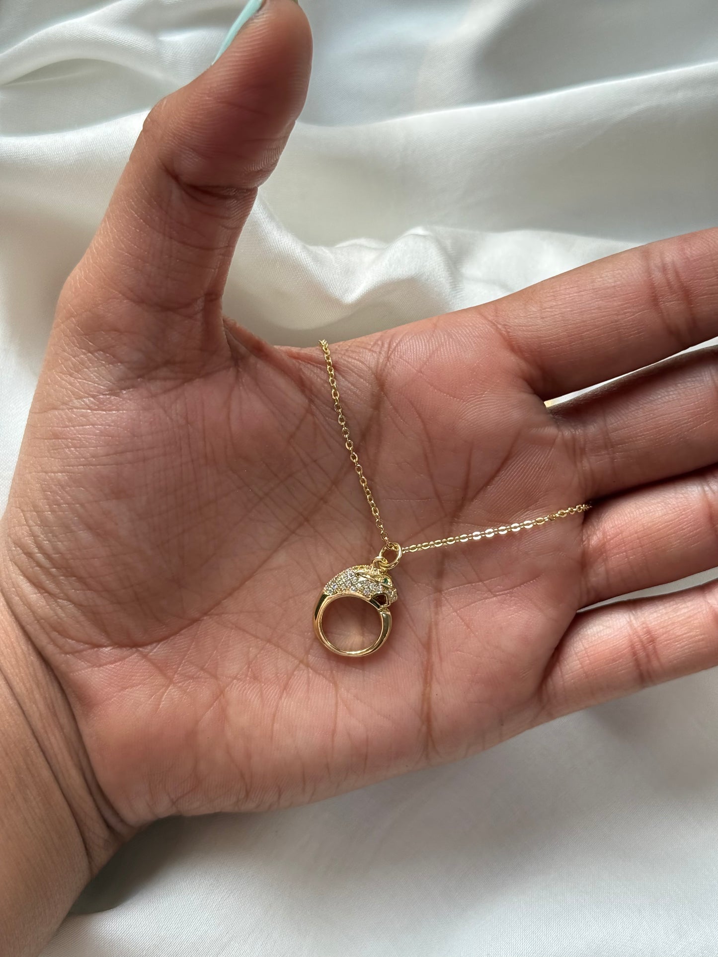 Gold Panther Head Pendant Necklace
