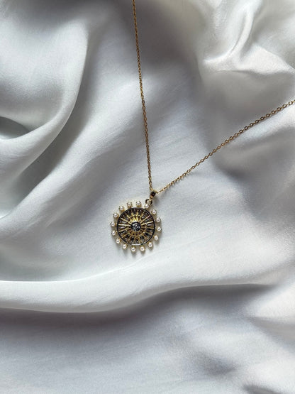 Pearl Ray Sunburst Pendant Necklace