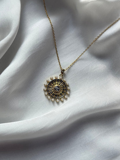 Pearl Ray Sunburst Pendant Necklace