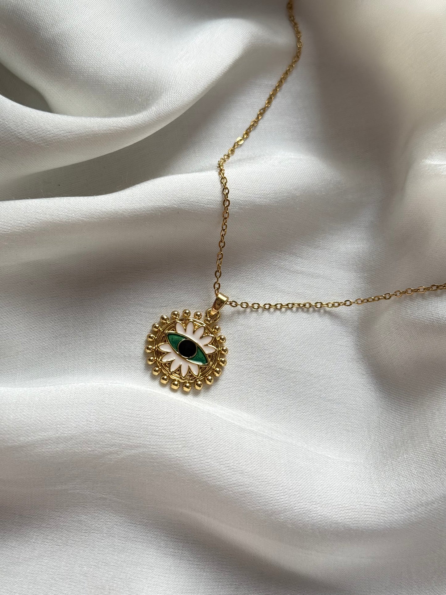 The White Petal Evil Eye Chain