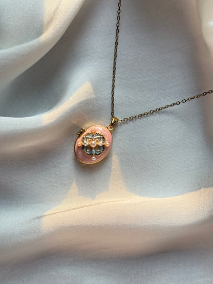 Rose Quartz Oval Photo Locket
