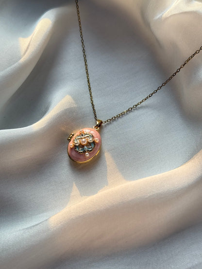 Rose Quartz Oval Photo Locket
