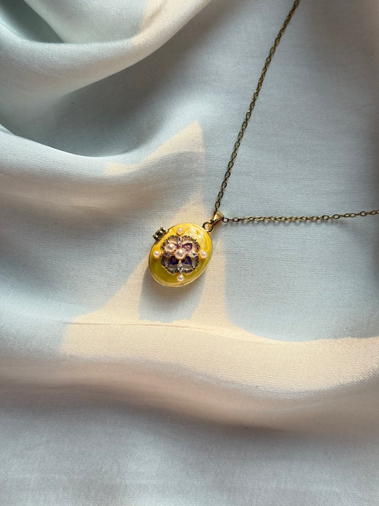 Golden Lemon Oval Photo Locket