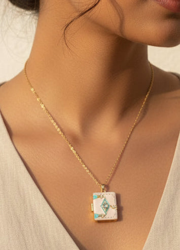 Classic Square Photo Locket Necklace