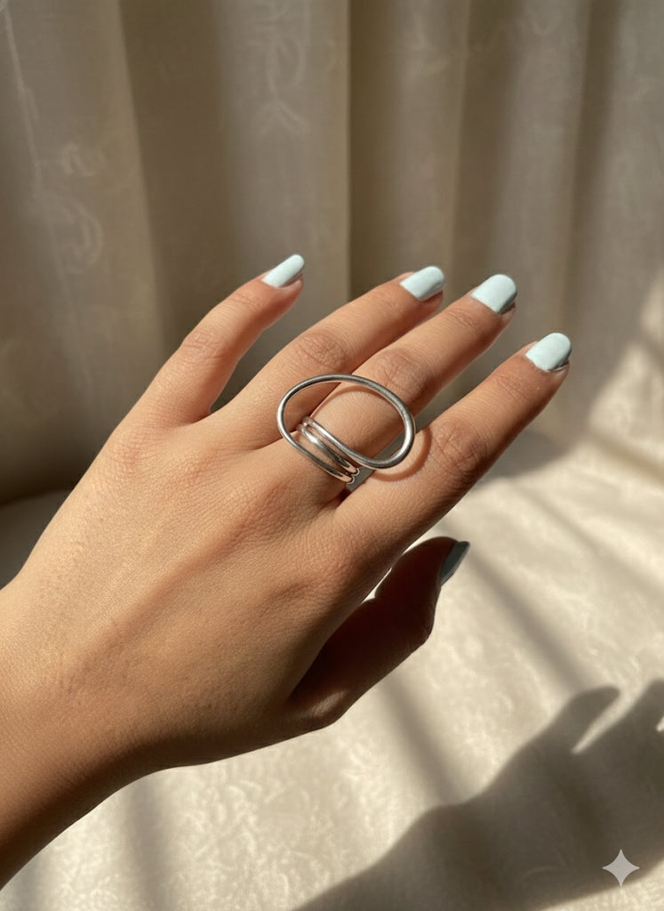 Silver Abstract Oval Wrap Ring