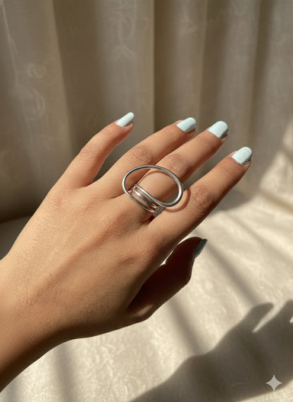 Silver Abstract Oval Wrap Ring