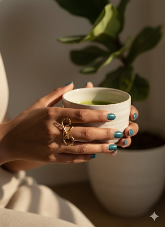 Gold Abstract Dripping Ring