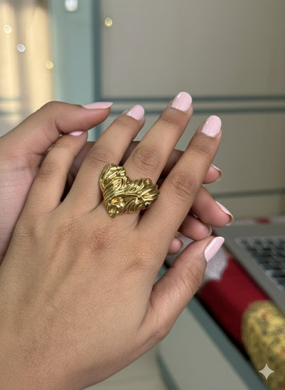 Gold Sculptural Heart Ring