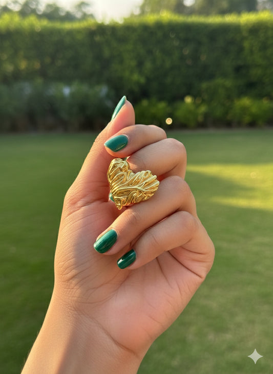 Gold Sculptural Heart Ring