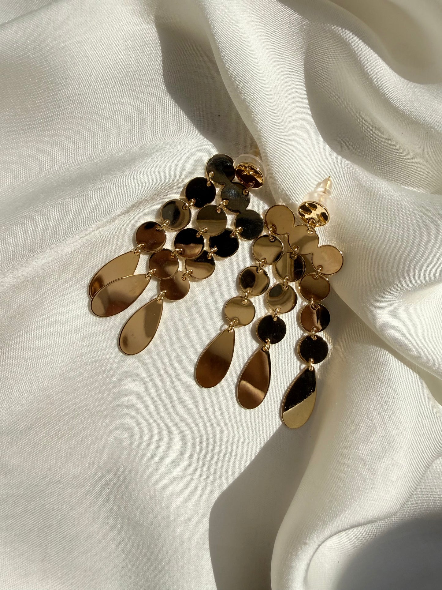 Polished Coin Tassel Earrings