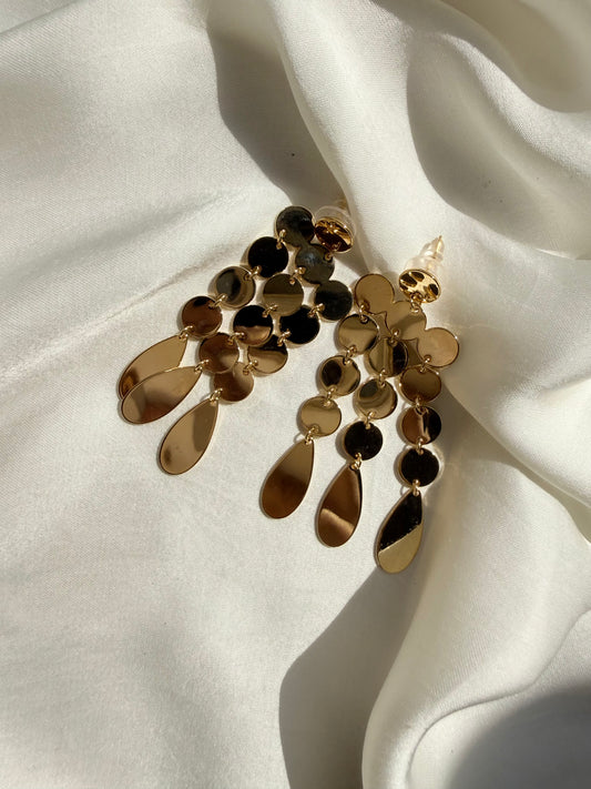 Polished Coin Tassel Earrings