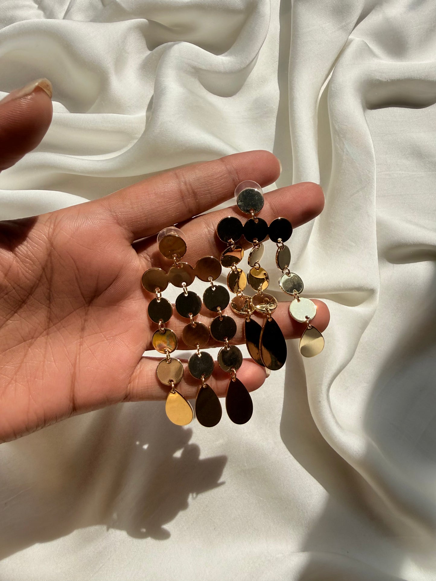 Polished Coin Tassel Earrings