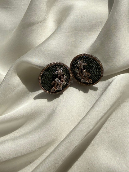 Emerald Floral Pavé Studs