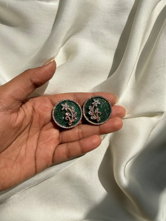 Emerald Floral Pavé Studs