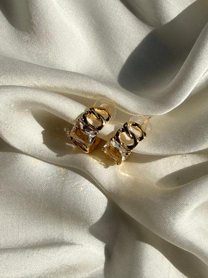 Linked Crystal Huggie Studs