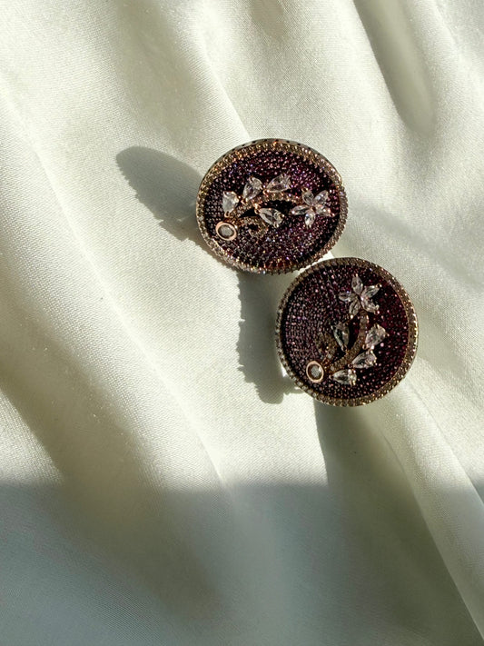 Ruby Pavé Floral Disc Studs