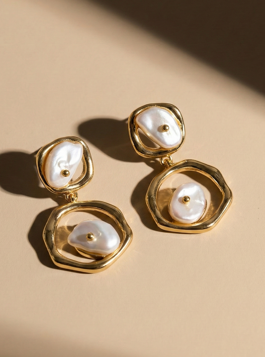 Floating Pearl Drop Earrings