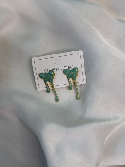 Marbled Mint Muse Melting Earrings