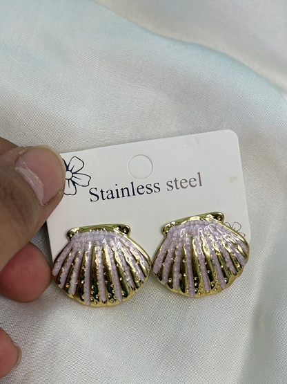 Mermaid’s Blush Scallop Studs