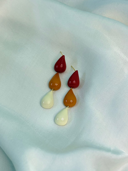 Triple-teardrop drop earrings