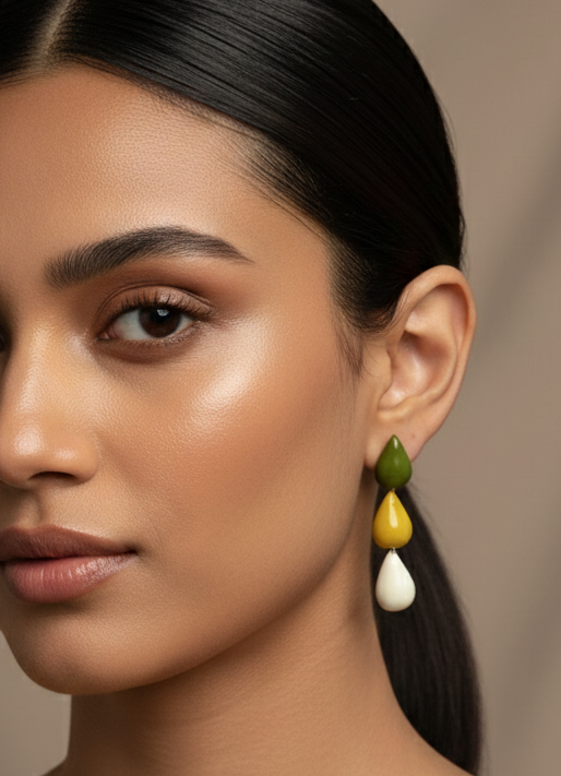 The Triple Tiered Teardrop Drops Earrings