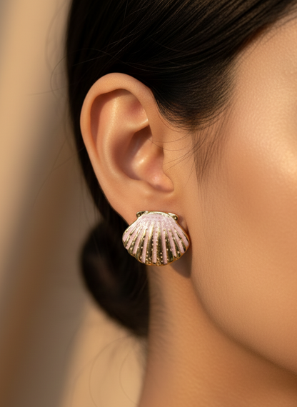 Mermaid’s Blush Scallop Studs