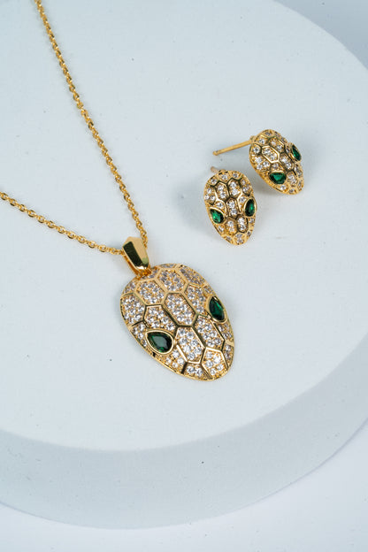 Emerald Serpent Chain Pendant Set
