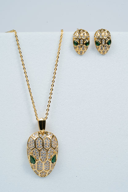 Emerald Serpent Chain Pendant Set
