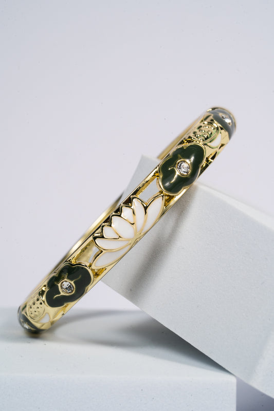 Lotus Whisper Enamel Bangle