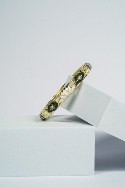 Lotus Whisper Enamel Bangle