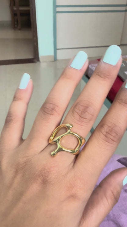 Gold Abstract Dripping Ring