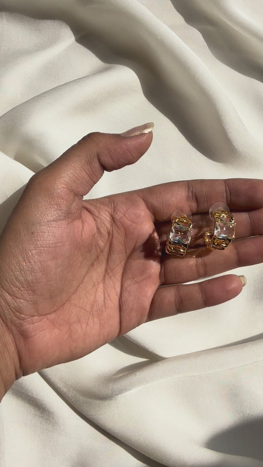 Linked Crystal Huggie Studs
