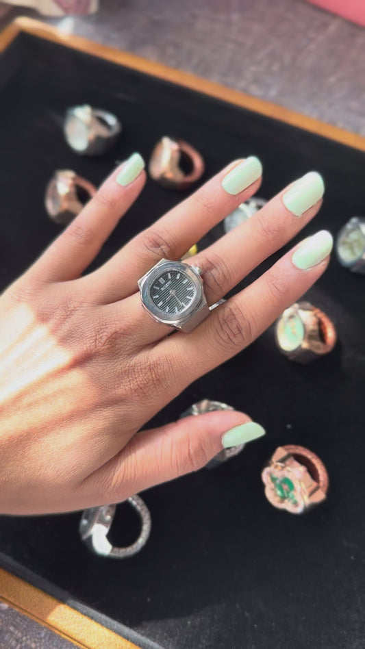 Vintage Dial Silver Statement Rings